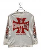 WEST COAST CHOPPERSウエストコーストチョッパーズ）の古着「長袖Tシャツ FIRE PATTERN LONG SLEEVE（ファイア パターン ロング スリーブ）」｜ホワイト