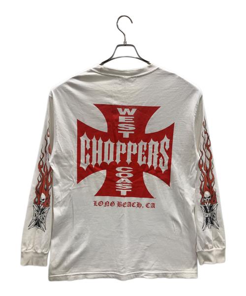 WEST COAST CHOPPERS（ウエストコーストチョッパーズ）WEST COAST CHOPPERS (ウエストコーストチョッパーズ) 長袖Tシャツ FIRE PATTERN LONG SLEEVE（ファイア パターン ロング スリーブ） ホワイト サイズ:実寸サイズにてご確認ください。の古着・服飾アイテム