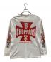 WEST COAST CHOPPERS（ウエストコーストチョッパーズ）の古着「長袖Tシャツ FIRE PATTERN LONG SLEEVE（ファイア パターン ロング スリーブ）」｜ホワイト