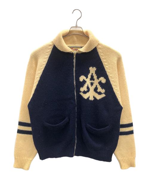AVIREX Sport（アヴィレックス スポーツ）AVIREX Sport (アヴィレックス スポーツ) カウチンニットカーディガン ネイビー×アイボリー サイズ:Lの古着・服飾アイテム