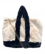 GOOD GRIEF!グッドグリーフ）の古着「2WAYバッグ トートバッグ ショルダーバッグ FAUX FUR TOTE BAG（フェイク ファー トート バッグ）」｜ブラック×アイボリー