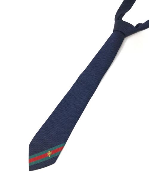 GUCCI（グッチ）GUCCI (グッチ) ネクタイ Bee (ビー) ネイビー×レッド サイズ:実寸サイズにてご確認ください。の古着・服飾アイテム