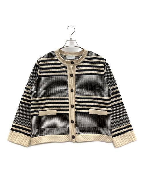 SIMPLICITE（シンプリシテ）SIMPLICITE (シンプリシテ) カーディガン ベージュ×ブラック サイズ:実寸サイズにてご確認ください。の古着・服飾アイテム