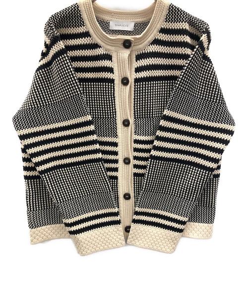 SIMPLICITE（シンプリシテ）SIMPLICITE (シンプリシテ) カーディガン ベージュ×ブラック サイズ:実寸サイズにてご確認ください。の古着・服飾アイテム