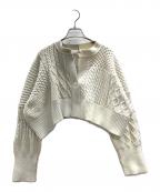 furfurファーファー）の古着「カーディガン ハーフリメイクカーディガン」｜ホワイト×グレー