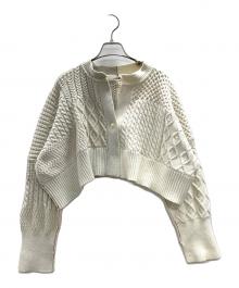 furfur（ファーファー）の古着「カーディガン ハーフリメイクカーディガン」｜ホワイト×グレー