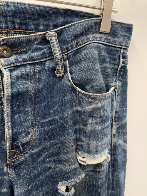 KURO（クロ）KURO (クロ) ダメージデニムパンツ インディゴ サイズ:実寸サイズにてご確認下さい。の古着・服飾アイテム