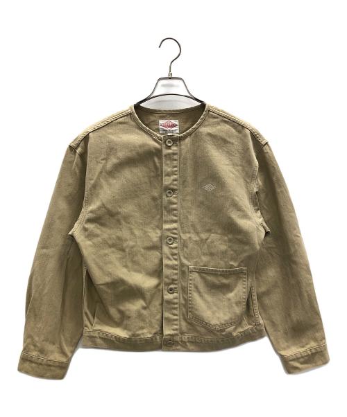 DANTON（ダントン）DANTON (ダントン) ノーカラージャケット COTTON TWILL COLLARLESS BLOUSON（コットン トゥイル コラレス ブルゾン） ベージュ サイズ:38の古着・服飾アイテム