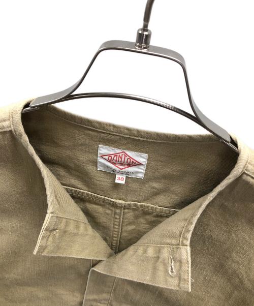 DANTON（ダントン）DANTON (ダントン) ノーカラージャケット COTTON TWILL COLLARLESS BLOUSON（コットン トゥイル コラレス ブルゾン） ベージュ サイズ:38の古着・服飾アイテム