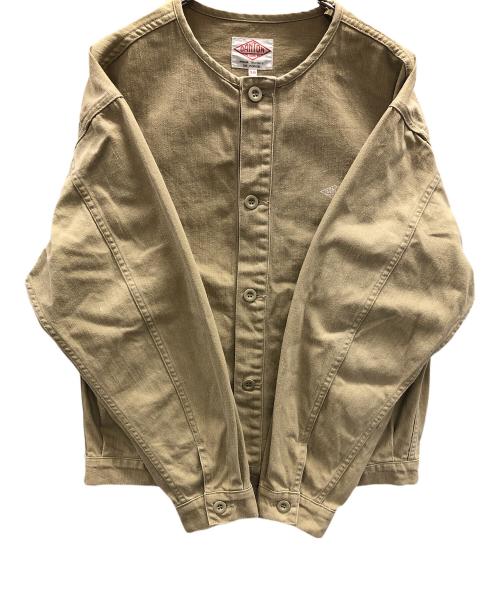 DANTON（ダントン）DANTON (ダントン) ノーカラージャケット COTTON TWILL COLLARLESS BLOUSON（コットン トゥイル コラレス ブルゾン） ベージュ サイズ:38の古着・服飾アイテム