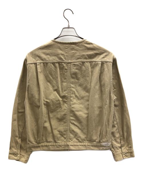 DANTON（ダントン）DANTON (ダントン) ノーカラージャケット COTTON TWILL COLLARLESS BLOUSON（コットン トゥイル コラレス ブルゾン） ベージュ サイズ:38の古着・服飾アイテム
