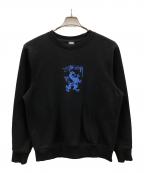 stussyステューシー）の古着「スウェット Regal Applique Crew（リーガル アプリケ クルー）」｜ブラック