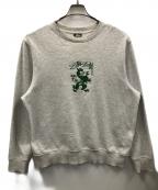 stussyステューシー）の古着「スウェット Regal Applique Crew（リーガル アプリケ クルー）」｜ライトグレー