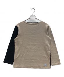 BEAMS×ORCIVAL（ビームス×オーシバル）の古着「クレイジー ボートネック カットソー」｜ベージュ×ブラック