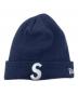 SUPREME（シュプリーム）の古着「ニットキャップ ロゴビーニー 23AW」｜ネイビー