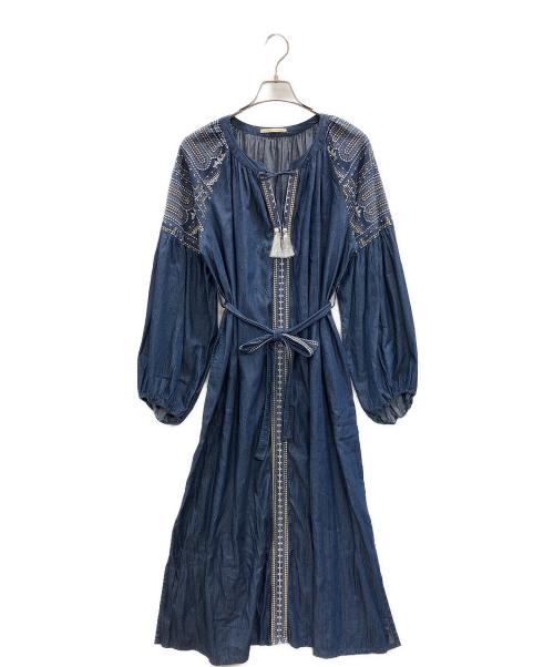 ne quittez pas（ヌキテパ）ne quittez pas (ヌキテパ) 刺繍ワンピース ブルー サイズ:実寸サイズにてご確認ください。の古着・服飾アイテム