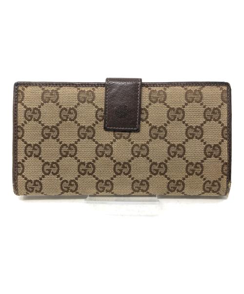 GUCCI（グッチ）GUCCI (グッチ) 長財布 GG ブラウン サイズ:実寸サイズにてご確認下さい。の古着・服飾アイテム