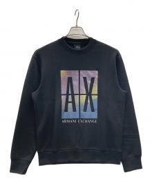 ARMANI EXCHANGE（アルマーニ エクスチェンジ）の古着「グラデーションロゴ　クルーネックスウェットプルオーバー」｜ブラック