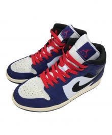 NIKE（ナイキ）の古着「ミッドカットスニーカー Air Jordan 1 Mid "Deep Royal Blue" (エアジョーダン1 ミッド "ディープロイヤルブルー")」｜ブルー×ブラック