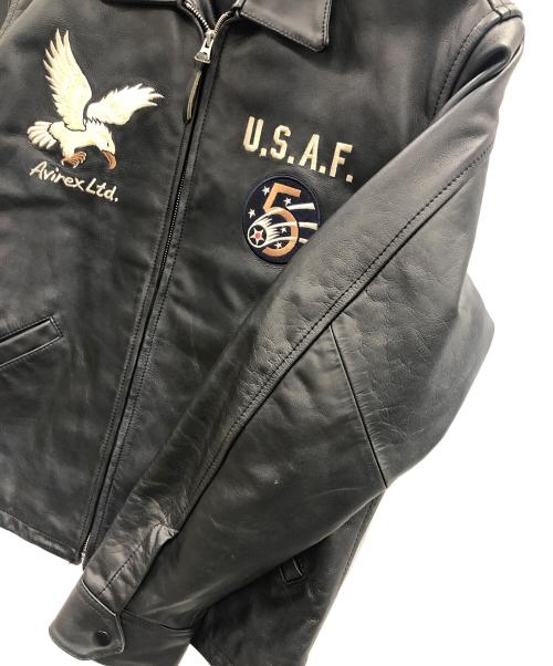 AVIREX（アヴィレックス）AVIREX (アヴィレックス) レザージャケット ブラック サイズ:XLの古着・服飾アイテム