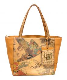 DAKOTA（ダコタ）の古着「レザートートバッグ チーザレ 鳥プリント」｜キャメル