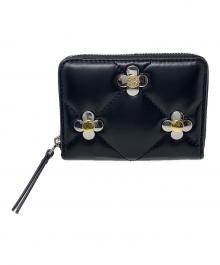 TORY BURCH（トリーバーチ）の古着「コインケース　キラ ダイヤモンドキルト マルチクローバー ジップアラウンド スモールウォレット」｜ブラック