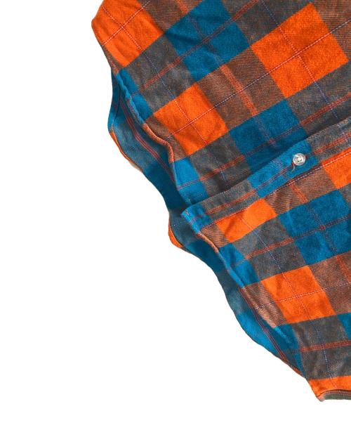 X-GIRL（エックスガール）X-GIRL (エックスガール) ネルシャツ FACE HEAVYWEIGHT FLANNEL SHIRT（フェイス ヘビーウェイト フランネル シャツ） ブルー×オレンジ サイズ:Mの古着・服飾アイテム