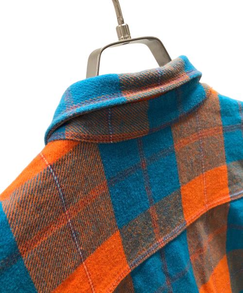 X-GIRL（エックスガール）X-GIRL (エックスガール) ネルシャツ FACE HEAVYWEIGHT FLANNEL SHIRT（フェイス ヘビーウェイト フランネル シャツ） ブルー×オレンジ サイズ:Mの古着・服飾アイテム