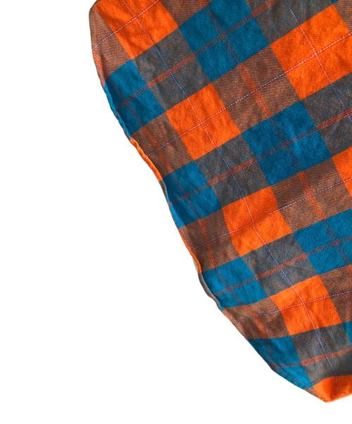 X-GIRL（エックスガール）X-GIRL (エックスガール) ネルシャツ FACE HEAVYWEIGHT FLANNEL SHIRT（フェイス ヘビーウェイト フランネル シャツ） ブルー×オレンジ サイズ:Mの古着・服飾アイテム