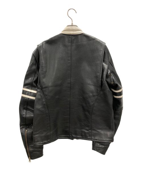 VANSON（バンソン）VANSON (バンソン) レザーライダースジャケット ブラック×ホワイト サイズ:40の古着・服飾アイテム