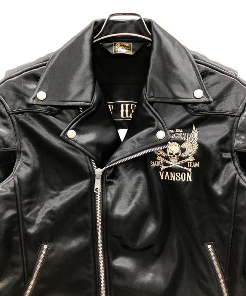 VANSON（バンソン）VANSON (バンソン) ライダースジャケット ブラック サイズ:XLの古着・服飾アイテム