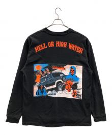 ALCHEMIST（アルケミスト）の古着「スウェット バックプリント ロングスリーブティー HELL OR HIGH WATER（ヘル オア ハイ ウォーター）」｜ブラック