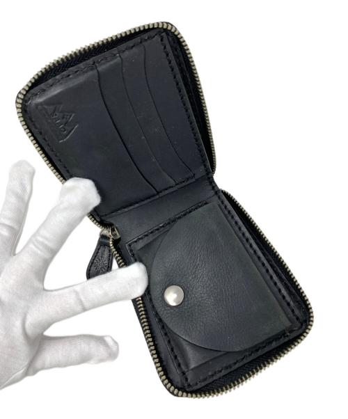 saad（サード）saad (サード) 財布 ラウンドファスナーショートウォレット ブラック サイズ:実寸サイズにてご確認ください。の古着・服飾アイテム