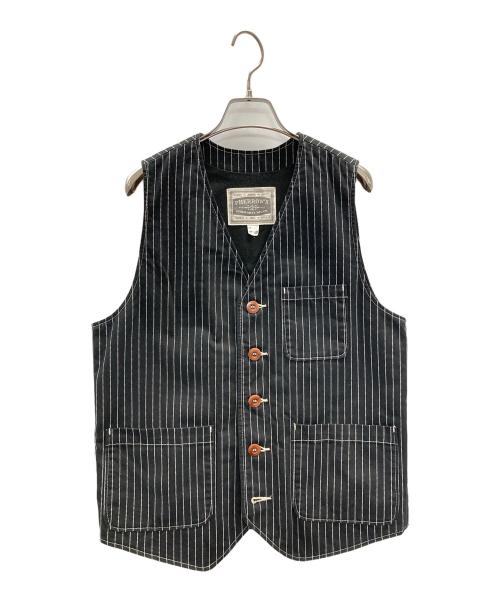Pherrow's（フェローズ）PHERROW'S (フェローズ) ワークベスト ブラック×ホワイト サイズ:40の古着・服飾アイテム