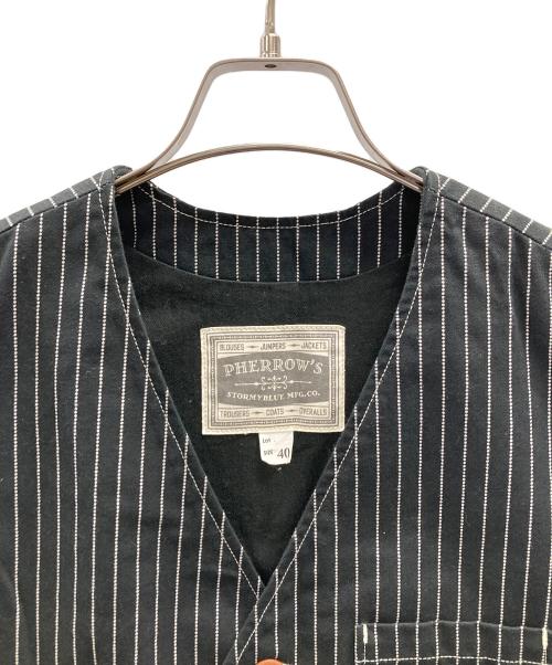 Pherrow's（フェローズ）PHERROW'S (フェローズ) ワークベスト ブラック×ホワイト サイズ:40の古着・服飾アイテム