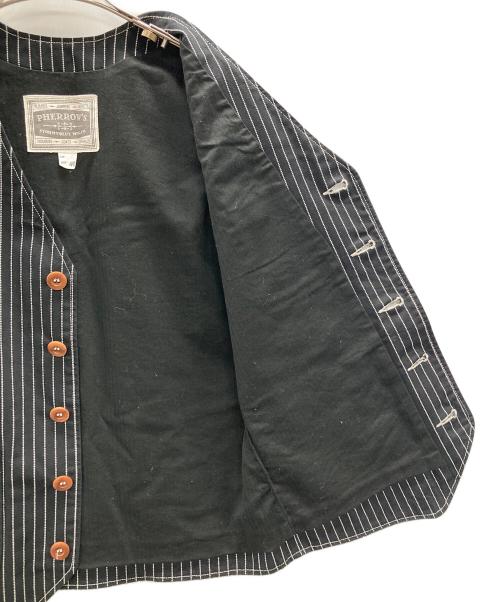 Pherrow's（フェローズ）PHERROW'S (フェローズ) ワークベスト ブラック×ホワイト サイズ:40の古着・服飾アイテム