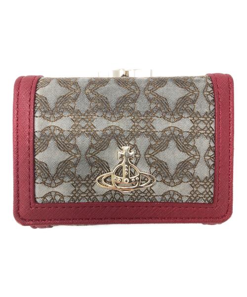 Vivienne Westwood（ヴィヴィアンウエストウッド）Vivienne Westwood (ヴィヴィアンウエストウッド) 3つ折り財布 SMALL FRAME WALLET（スモール フレーム ウォレット） ベージュ×レッド サイズ:実寸サイズにてご確認ください。の古着・服飾アイテム