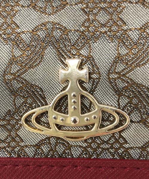 Vivienne Westwood（ヴィヴィアンウエストウッド）Vivienne Westwood (ヴィヴィアンウエストウッド) 3つ折り財布 SMALL FRAME WALLET（スモール フレーム ウォレット） ベージュ×レッド サイズ:実寸サイズにてご確認ください。の古着・服飾アイテム