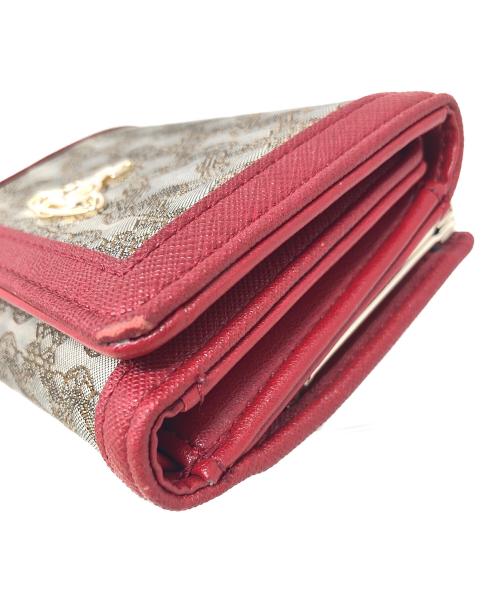 Vivienne Westwood（ヴィヴィアンウエストウッド）Vivienne Westwood (ヴィヴィアンウエストウッド) 3つ折り財布 SMALL FRAME WALLET（スモール フレーム ウォレット） ベージュ×レッド サイズ:実寸サイズにてご確認ください。の古着・服飾アイテム