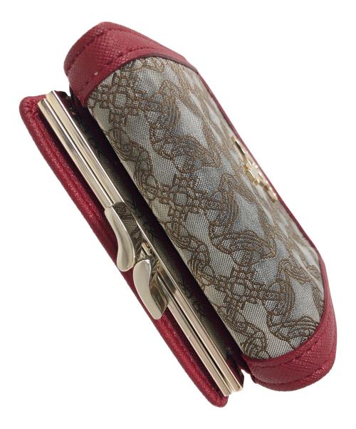 Vivienne Westwood（ヴィヴィアンウエストウッド）Vivienne Westwood (ヴィヴィアンウエストウッド) 3つ折り財布 SMALL FRAME WALLET（スモール フレーム ウォレット） ベージュ×レッド サイズ:実寸サイズにてご確認ください。の古着・服飾アイテム
