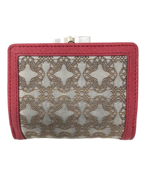 Vivienne Westwood（ヴィヴィアンウエストウッド）Vivienne Westwood (ヴィヴィアンウエストウッド) 3つ折り財布 SMALL FRAME WALLET（スモール フレーム ウォレット） ベージュ×レッド サイズ:実寸サイズにてご確認ください。の古着・服飾アイテム