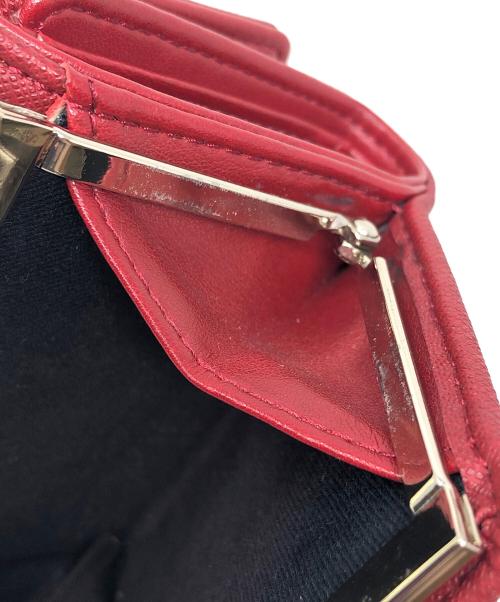 Vivienne Westwood（ヴィヴィアンウエストウッド）Vivienne Westwood (ヴィヴィアンウエストウッド) 3つ折り財布 SMALL FRAME WALLET（スモール フレーム ウォレット） ベージュ×レッド サイズ:実寸サイズにてご確認ください。の古着・服飾アイテム