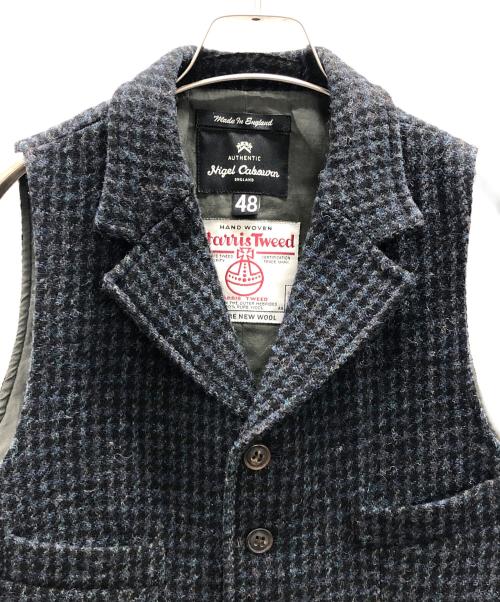 NIGEL CABOURN（ナイジェルケーボン）NIGEL CABOURN (ナイジェルケーボン) Harris Tweed (ハリスツイード) ベスト ブルー×ブラック サイズ:48の古着・服飾アイテム
