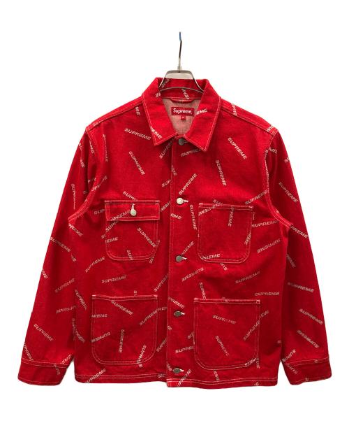 SUPREME（シュプリーム）SUPREME (シュプリーム) ジャケット 17ss Denim Logo Chore Jacket（セブンティーン エスエス デニム ロゴ チョア ジャケット） レッド サイズ:Mの古着・服飾アイテム