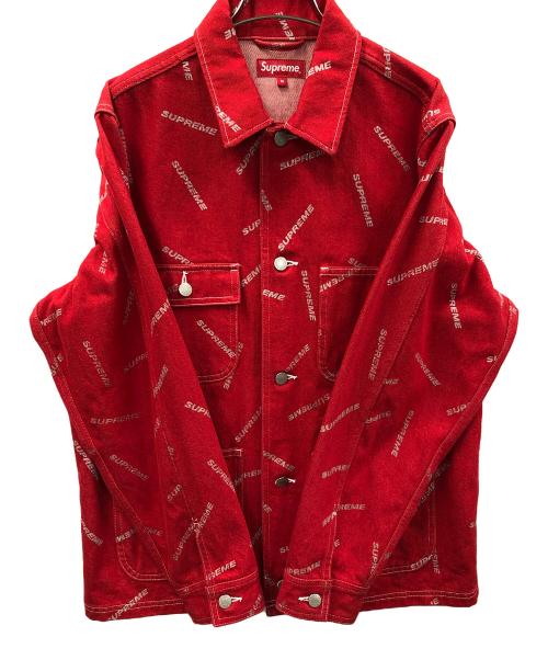 SUPREME（シュプリーム）SUPREME (シュプリーム) ジャケット 17ss Denim Logo Chore Jacket（セブンティーン エスエス デニム ロゴ チョア ジャケット） レッド サイズ:Mの古着・服飾アイテム