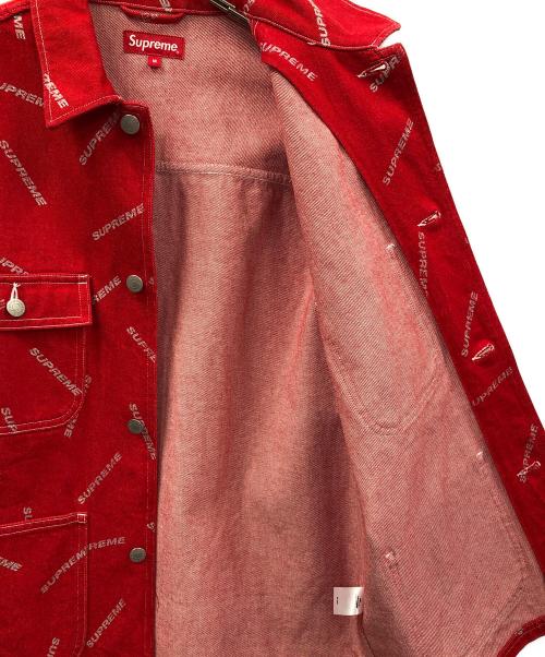 SUPREME（シュプリーム）SUPREME (シュプリーム) ジャケット 17ss Denim Logo Chore Jacket（セブンティーン エスエス デニム ロゴ チョア ジャケット） レッド サイズ:Mの古着・服飾アイテム