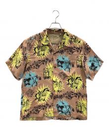 Sun Surf（サンサーフ）の古着「アロハシャツ "GAUGUIN WOODCUT Ⅲ" by JOHN MEIGS（"ゴーギャンウッドカットスリー"バイ ジョン ミーズ）」｜ブラウン