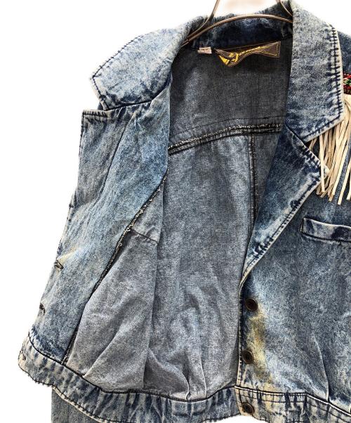 davis james（デービスジェイムス）davis james (デービスジェイムス) フリンジ デニムジャケット ブルー サイズ:9/10の古着・服飾アイテム