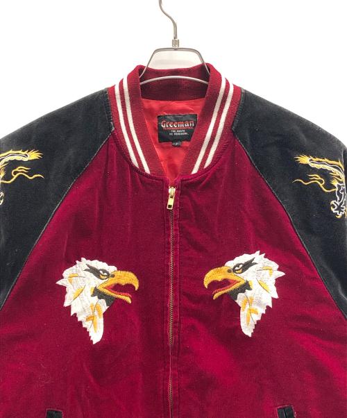 GREEMAN（グリーマン）GREEMAN (グリーマン) ベロアジャケット ブラック×レッド サイズ:F(M～L)の古着・服飾アイテム