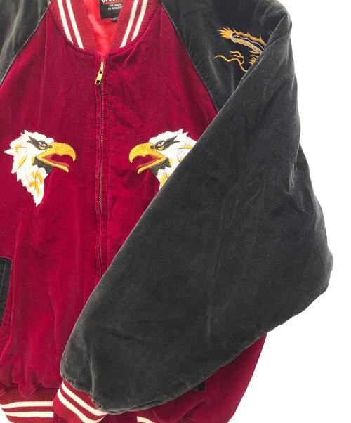 GREEMAN（グリーマン）GREEMAN (グリーマン) ベロアジャケット ブラック×レッド サイズ:F(M～L)の古着・服飾アイテム